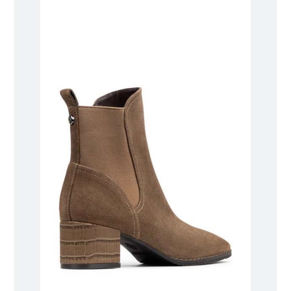 DONALD PLINER‎ Kizmet Suede Square Toe Croc Heel Ankle Boots 7 NEW Designer